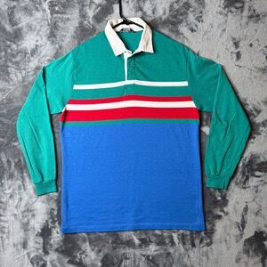 Vintage Chester Field 80s Rugby Polo Long Sleeve Size Large Made In USA Collard